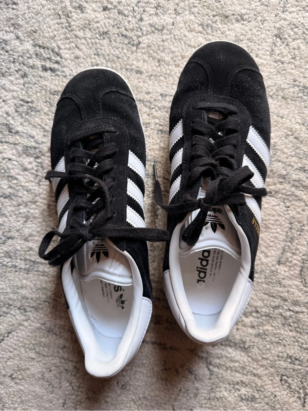 Adidas Black & White Gazelle Suede Sneakers Men's 7.0 = Women's 8.5